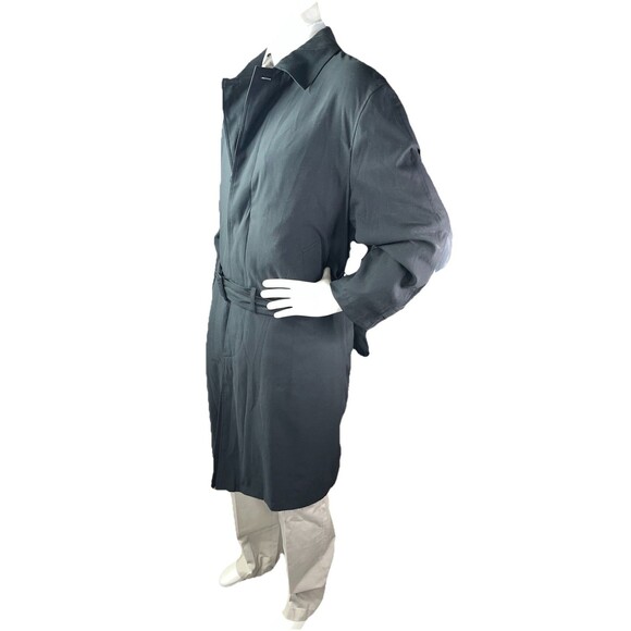 STAFFORD Men 42R Raincoat Travel Black Trenchcoat Jacket Removable Liner - Picture 4 of 15